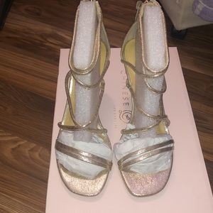 Chinese laundry light gold high heels.